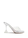 Amina Muaddi Transparent Lupita Glass Slipper Heeled Sandals In Silver