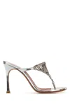 Amina Muaddi Cameron Crystal-embellished Chainmail And Metallic Leather Mules In Silver