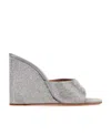 Amina Muaddi Sandals With Embellished Heels In Gray