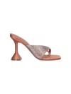 Amina Muaddi Woman Thong Sandal Apricot Size 7.5 Textile Fibers In Metallic