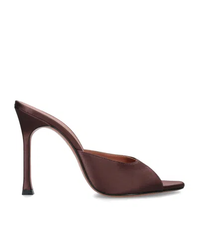 Amina Muaddi Satin Alexa Heeled Mules 105 In Brown