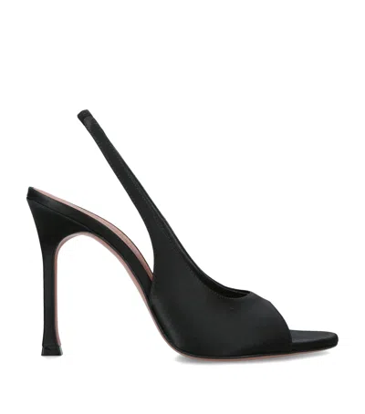 Amina Muaddi Alexa Mini Satin Leather Slingback Pumps In Black