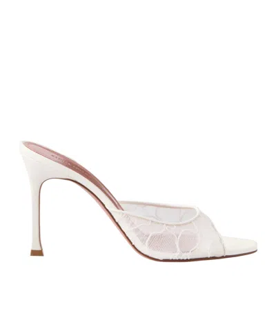 Amina Muaddi Alexa 95 Satin And Corded-lace Sandals In Animal Print