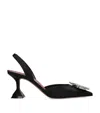 Amina Muaddi Begum Sling 70 Crystal Embellished Black Leather Pumps In Black