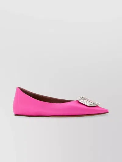 Amina Muaddi Satin Camelia Ballerinas Embellished Detail In Pink