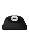 Amina Muaddi Satin Finish Shoulder Bag With Embellished Buckle