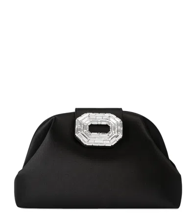 Amina Muaddi Satin Camelia Clutch Bag