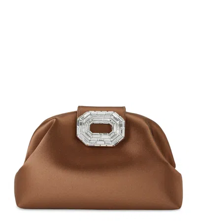 Amina Muaddi Satin Camelia Clutch Bag