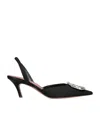 Amina Muaddi Camelia Tweed Slingback Pumps In Black