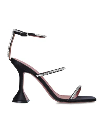 Amina Muaddi Satin Embellished Gilda Sandals 95 In Black
