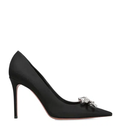 Amina Muaddi Satin Embellished Rosie Pumps 95 In Black