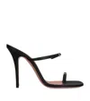 Amina Muaddi Adut Thong Slipper 105 In Black Satin In Black