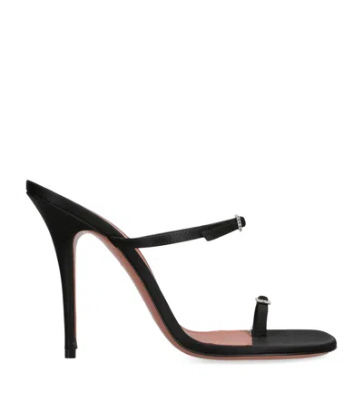 Amina Muaddi Satin Heeled Sandals 105 In Black