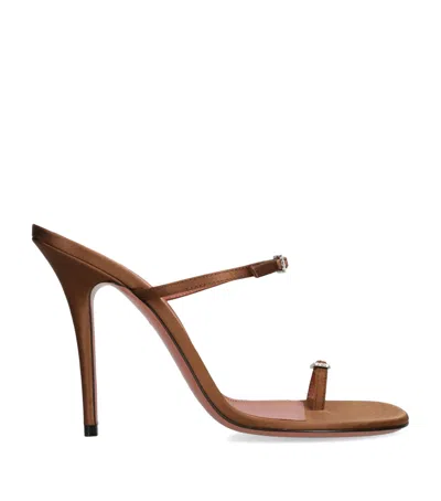 Amina Muaddi Satin Heeled Sandals 105 In Brown