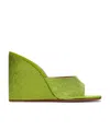 Amina Muaddi Lupita Crystal-embellished Satin Wedge Sandals In Green