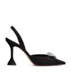 Amina Muaddi Womens Black Rosie Crystal-embellished Leather Sling-back Courts In Black
