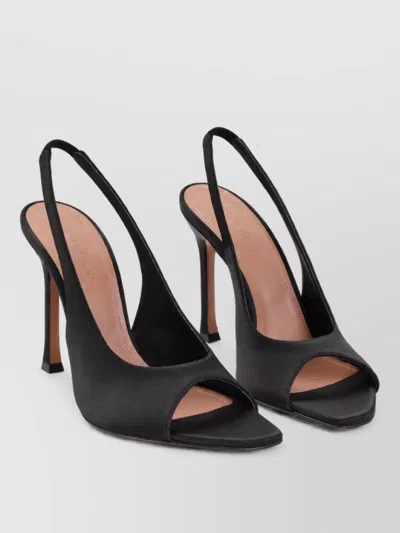 Amina Muaddi Satin High-heel Mules In Black