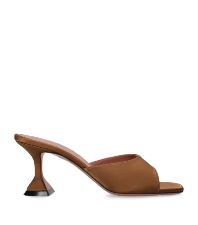 Amina Muaddi Satin Lupita Heeled Mules 70 In Brown