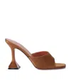 Amina Muaddi Lupita 70 Brown Satin Mules In Brown