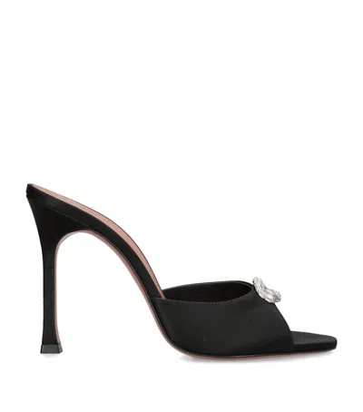 Amina Muaddi Satin Mini Camelia Heeled Mules 105 In Black