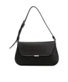 Amina Muaddi Mini Rectangular Satin Shoulder Bag In Black