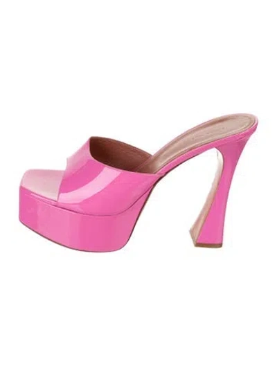 Pre-owned Amina Muaddi Satin Mules In Pink