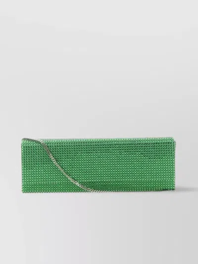 Amina Muaddi Paloma Crystal-embellished Clutch Bag In Green