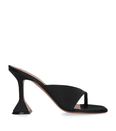 Amina Muaddi Satin Shiona Mules 95 In Black