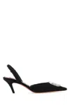 Amina Muaddi Camelia 60 Crystal-embellished Metallic Tweed Slingback Pumps In Bla