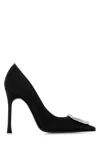 Amina Muaddi 90mm Camelia Embellished Satin Pumps