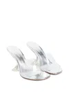 Amina Muaddi Metallic Open-toe Sandals With Sculptural Heel In Silver