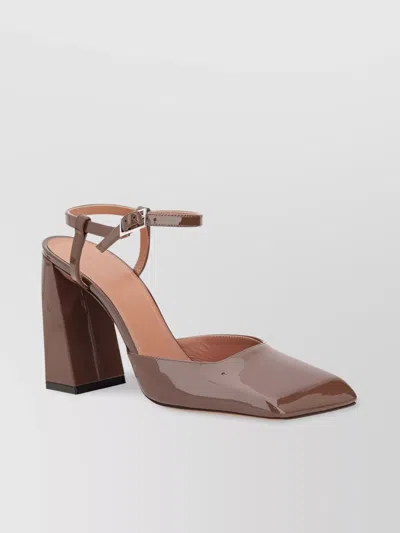 Amina Muaddi Sculptural Geometric Toe Pumps In Brown