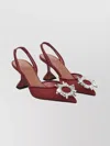 Amina Muaddi Verzierte Slingback-pumps Begum 70 Aus Satin In Burgundy