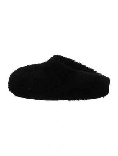 Pre-owned Amina Muaddi Shearling Mules In Black