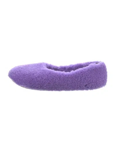 Pre-owned Amina Muaddi Shearling Slippers In Purple
