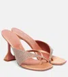 Amina Muaddi Woman Thong Sandal Apricot Size 7.5 Textile Fibers In Metallic