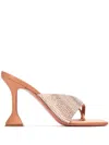 Amina Muaddi Woman Thong Sandal Apricot Size 7.5 Textile Fibers In Metallic