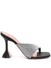 Amina Muaddi Open-toed Square Toed High-heeled Sandals In Schwarz