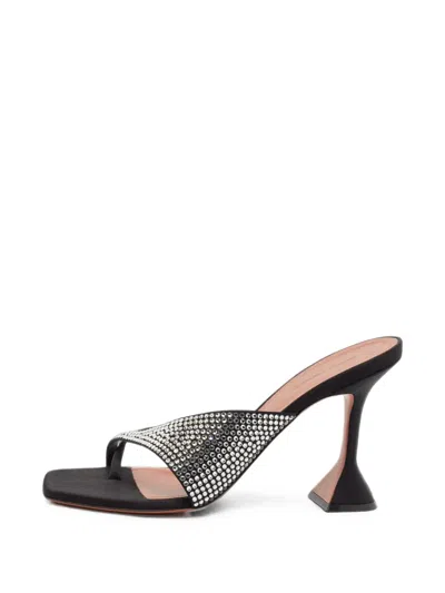 Pre-owned Amina Muaddi Shiona Heeled Sandals In Black