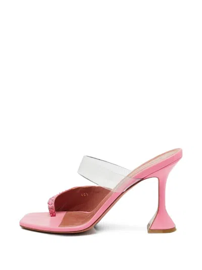 Pre-owned Amina Muaddi Shiona Rhinestone-embellished Heeled Sandals In Pink