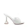 Amina Muaddi Satin Lupita Crystal Dust Heeled Mules 95 In Silver