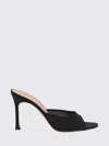 Amina Muaddi Black Calf Leather Bos Taurus Stiletto Heel Sandals In Black