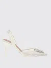 Amina Muaddi Ivory White Mesh Camelia 90 Lace Sling