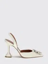 Amina Muaddi White Calf Leather Bos Taurus High Heel Pumps In White