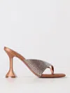 Amina Muaddi Woman Thong Sandal Apricot Size 7.5 Textile Fibers In Metallic