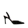 Amina Muaddi 90mm Camelia Crystal-embellished Slingback Pumps In Black