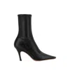 Amina Muaddi Jamie Nappa Leather Ankle Boots Stiletto In Black