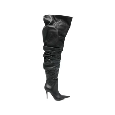 Amina Muaddi Anok Thing-high Heeled Boots In Black