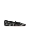 Amina Muaddi Ane Crystal Heart Flat Ane Blawhicry In Black