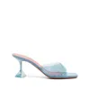 Amina Muaddi Lupita Denim Effect Slide Mule Sandals In Blue